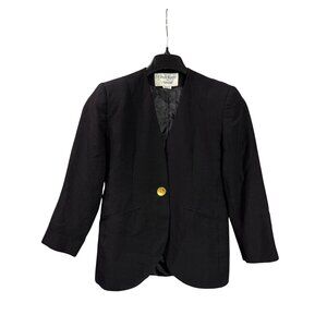 Vintage 90s Ellen Kaye For Parisian Womens Black Blazer Jacket 6P Shoulder Pads